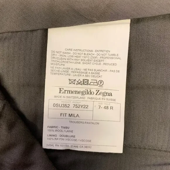 ERMENEGILDO ZEGNA Size 32 Charcoal Heather Wool Slim Fit Dress Pants